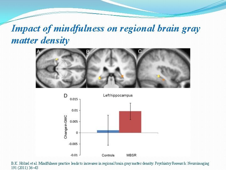 Impact of mindfulness on regional brain gray matter density B. K. Hölzel et al.