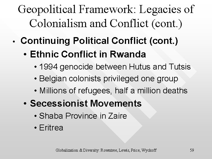 Geopolitical Framework: Legacies of Colonialism and Conflict (cont. ) • Continuing Political Conflict (cont.