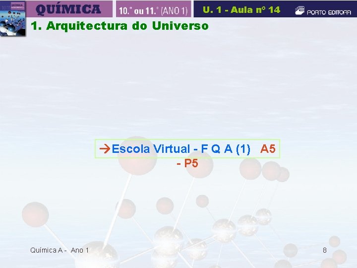 U. 1 - Aula nº 14 1. Arquitectura do Universo à Escola Virtual -