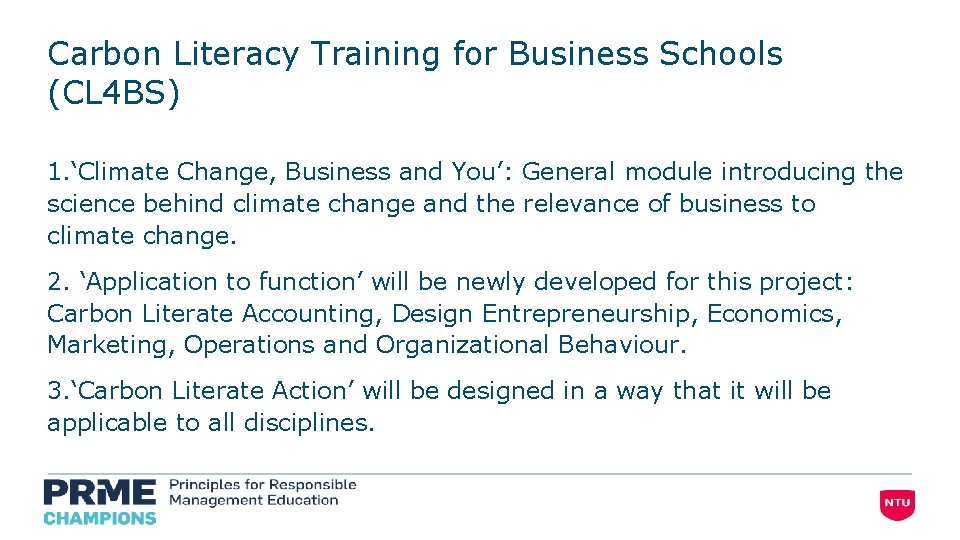 Carbon Literacy Training for Business Schools (CL 4 BS) 1. ‘Climate Change, Business and