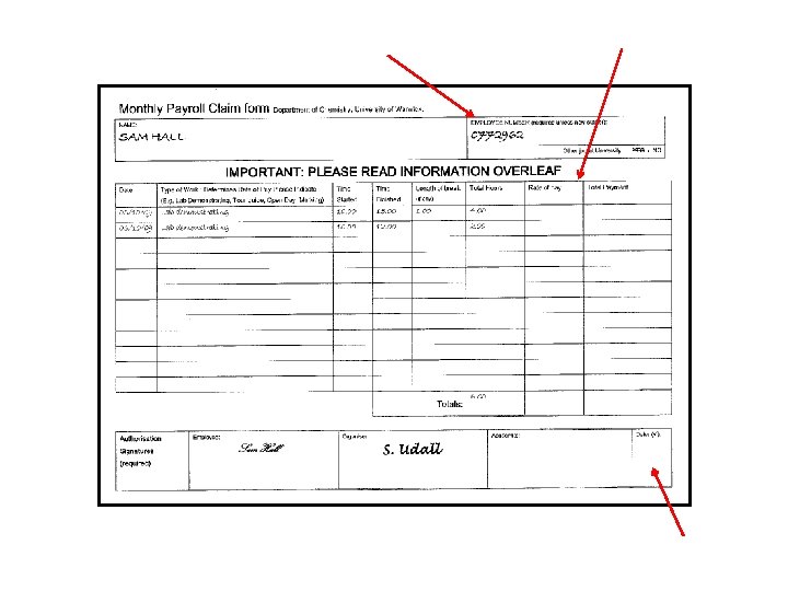 Payroll number Leave blank- organiser to complete this If the payment exceeds the tax