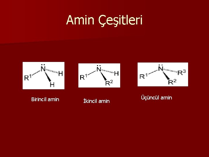 Amin Çeşitleri Birincil amin İkincil amin Üçüncül amin 