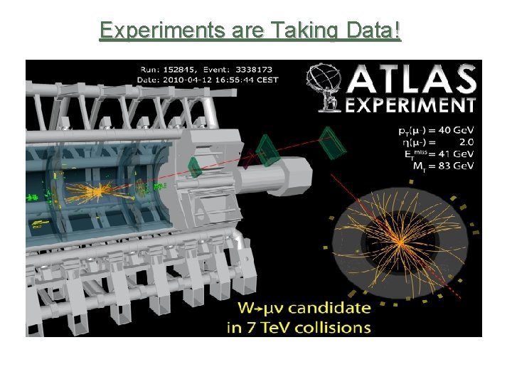 Experiments are Taking Data! 