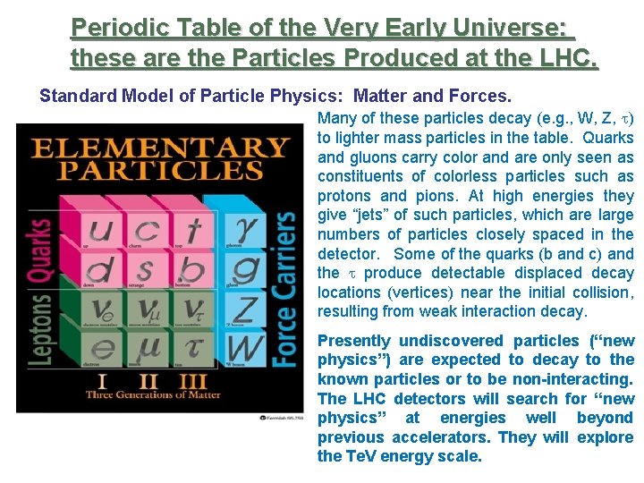 Periodic Table of the Very Early Universe: these are the Particles Produced at the