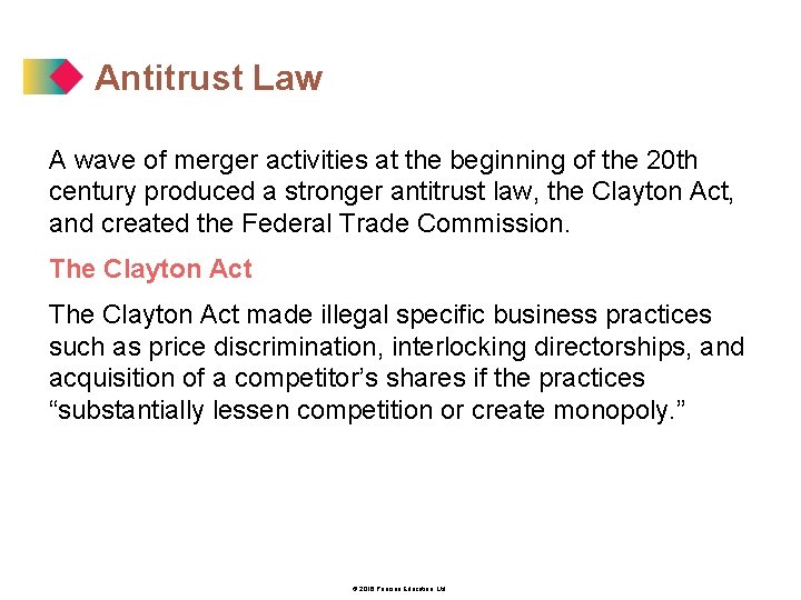 Antitrust Law A wave of merger activities at the beginning of the 20 th