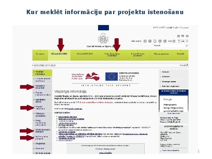 Kur meklēt informāciju par projektu īstenošanu 3 