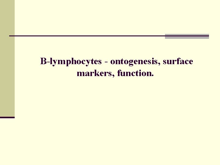 B-lymphocytes - ontogenesis, surface markers, function. 