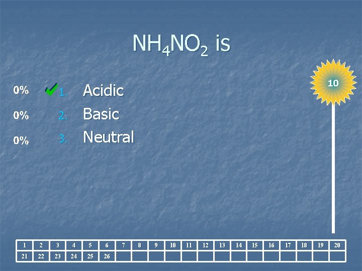 NH 4 NO 2 is 10 Acidic Basic Neutral 1. 2. 3. 1 2
