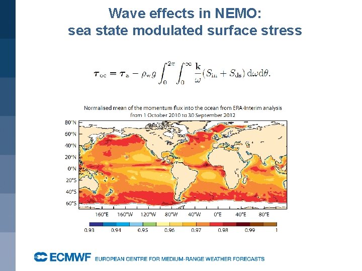 Wave effects in NEMO: sea state modulated surface stress 