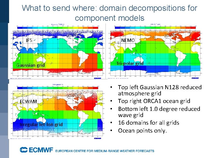 What to send where: domain decompositions for component models IFS Gaussian grid ECWAM Irregular