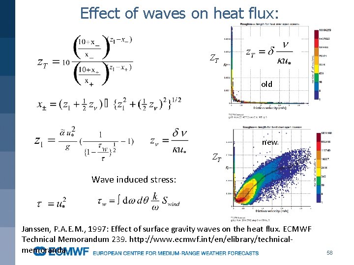 Effect of waves on heat flux: ZT old new ZT Wave induced stress: Janssen,