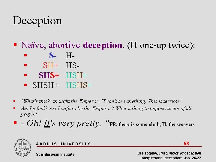 Deception Naïve, abortive deception, (H one-up twice): S SH+ SHSH+ HHSHSH+ HSHS+ "What's this?