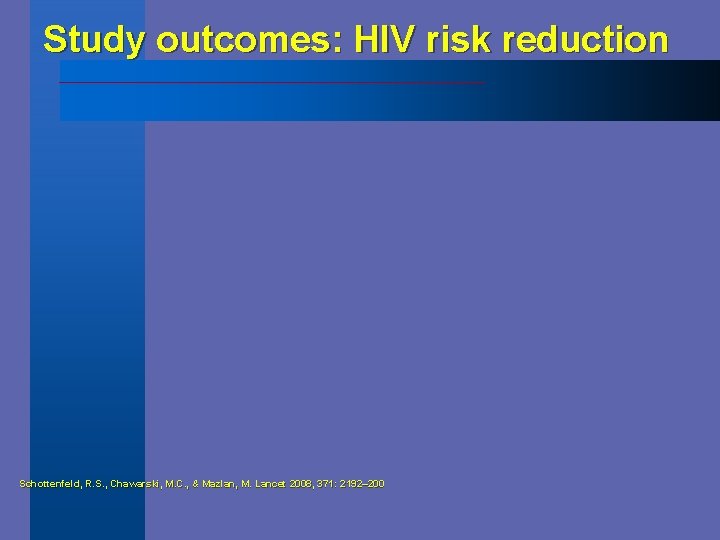 Study outcomes: HIV risk reduction Schottenfeld, R. S. , Chawarski, M. C. , &