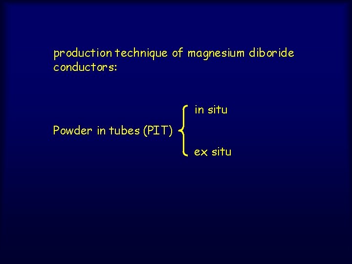production technique of magnesium diboride conductors: in situ Powder in tubes (PIT) ex situ
