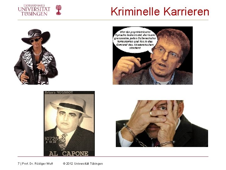 Kriminelle Karrieren 7 | Prof. Dr. Rüdiger Wulf © 2012 Universität Tübingen 