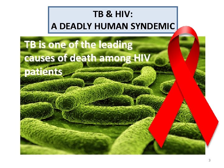 TB & HIV: A DEADLY HUMAN SYNDEMIC TB is one of the leading causes