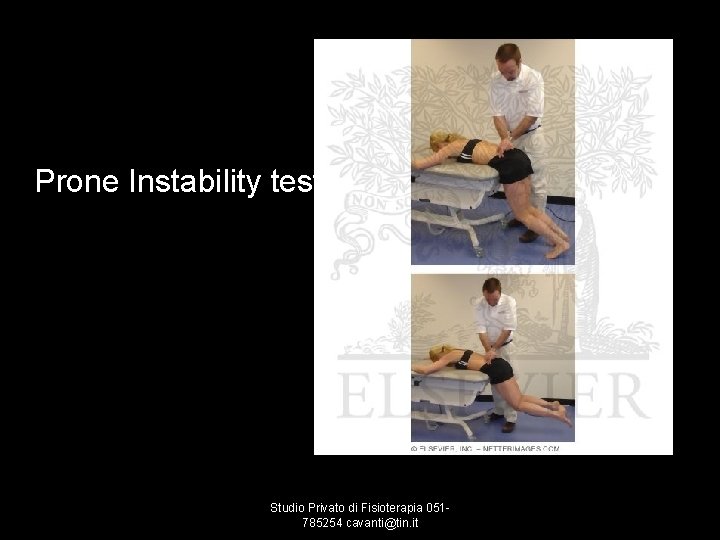 Prone Instability test Studio Privato di Fisioterapia 051785254 cavanti@tin. it 