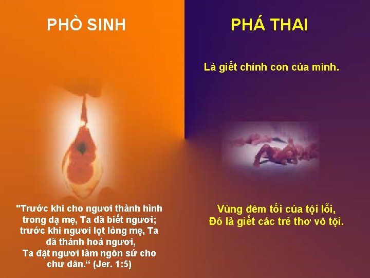 PHÒ SINH PHÁ THAI Là giết chính con của mình. "Trước khi cho ngươi