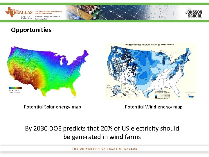 Energy and Vehicular REVT | Renewable Technology Lab Opportunities Potential Solar energy map Potential