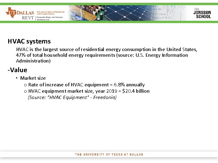 Energy and Vehicular REVT | Renewable Technology Lab HVAC systems HVAC is the largest