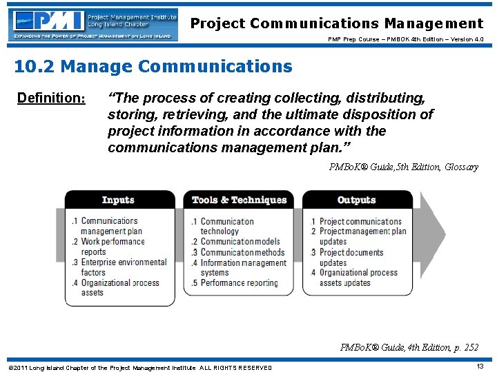 Project Communications Management PMP Prep Course – PMBOK 4 th Edition – Version 4.