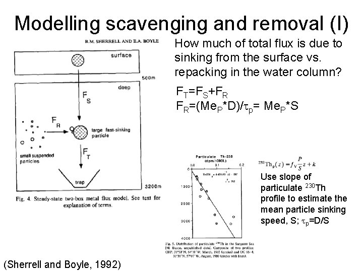 Modelling scavenging and removal (I) How much of total flux is due to sinking