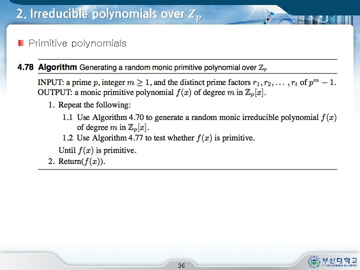  Primitive polynomials 26 