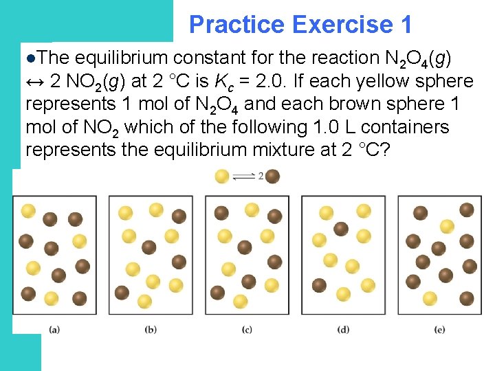 Practice Exercise 1 l. The equilibrium constant for the reaction N 2 O 4(g)