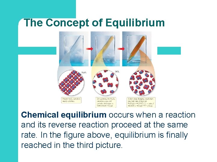 The Concept of Equilibrium Chemical equilibrium occurs when a reaction and its reverse reaction