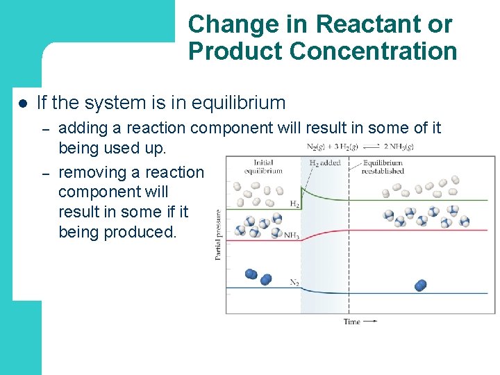 Change in Reactant or Product Concentration l If the system is in equilibrium –