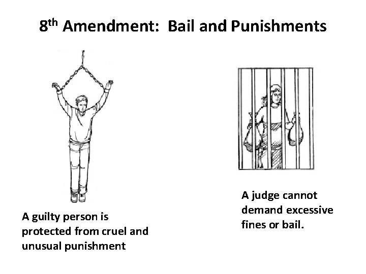 8 th Amendment: Bail and Punishments A guilty person is protected from cruel and