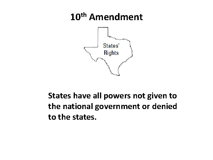 10 th Amendment States have all powers not given to the national government or
