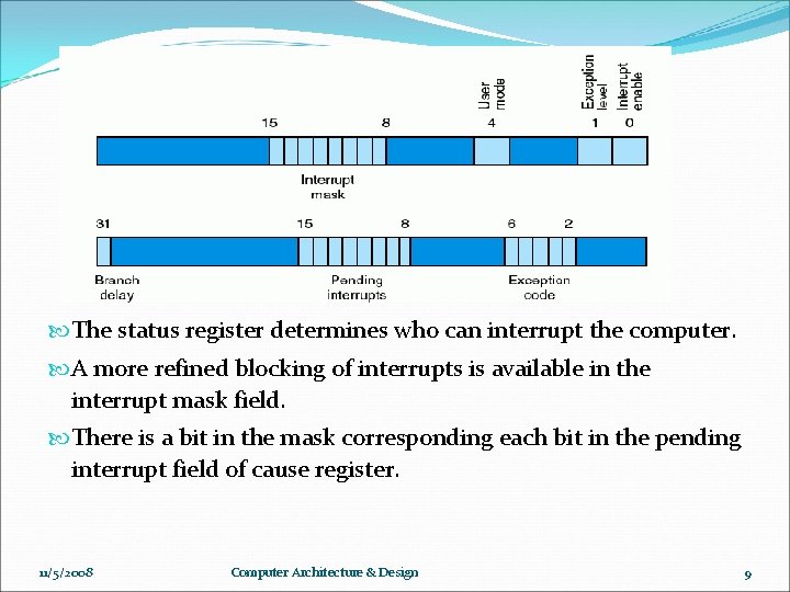  The status register determines who can interrupt the computer. A more refined blocking