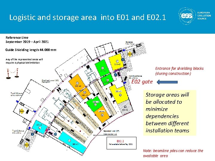 Logistic and storage area into E 01 and E 02. 1 Reference time September