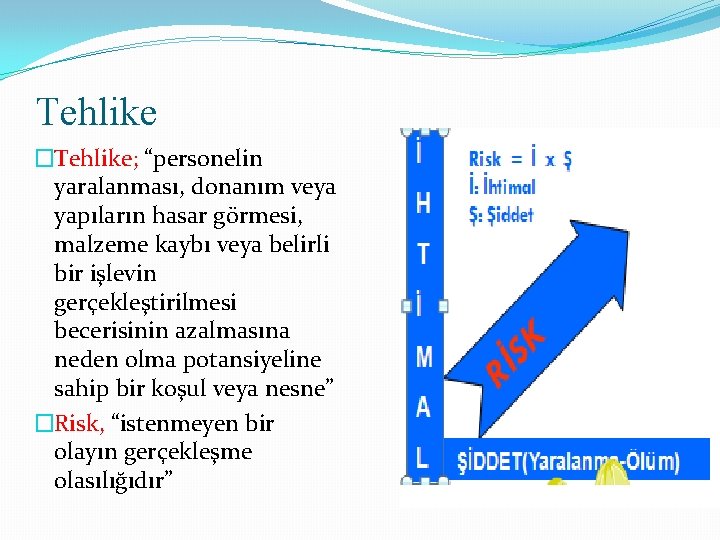 Tehlike �Tehlike; “personelin yaralanması, donanım veya yapıların hasar görmesi, malzeme kaybı veya belirli bir