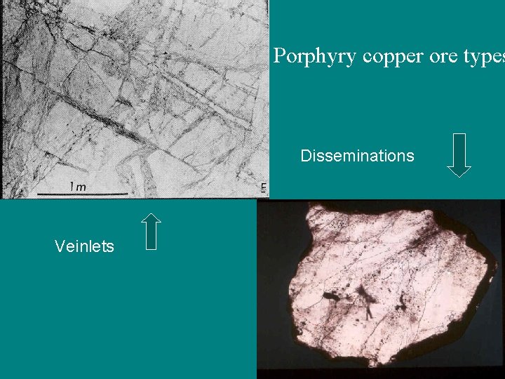 Porphyry copper ore types Disseminations Veinlets 