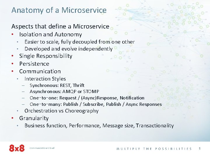 Anatomy of a Microservice Aspects that define a Microservice • Isolation and Autonomy •
