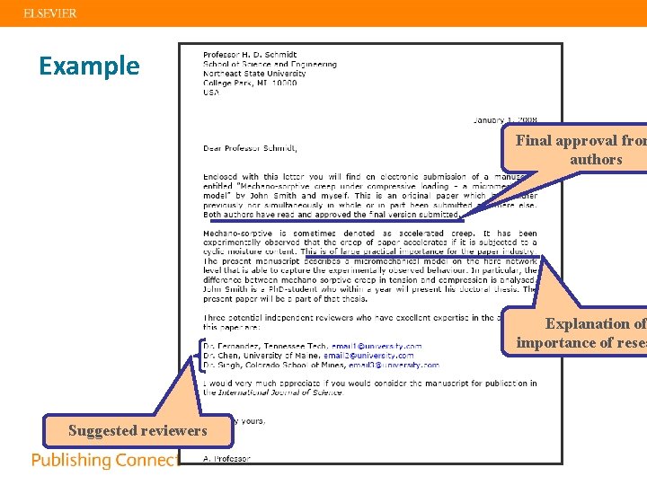 Example Final approval from authors Explanation of importance of resea Suggested reviewers 
