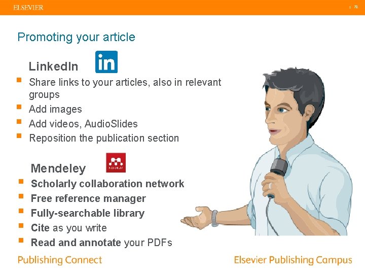 | 72 Promoting your article § § § § § Linked. In Share links