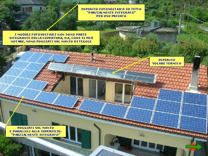 IMPIANTO FOTOVOLTAICO SU TETTO “PARZIALMENTE INTEGRATO” PER USO PRIVATO I MODULI FOTOVOLTAICI NON SONO