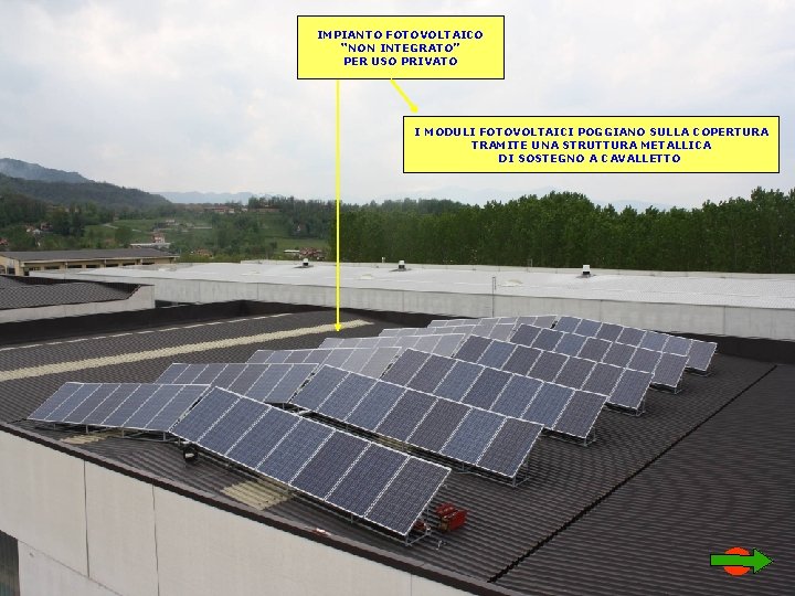 IMPIANTO FOTOVOLTAICO “NON INTEGRATO” PER USO PRIVATO I MODULI FOTOVOLTAICI POGGIANO SULLA COPERTURA TRAMITE