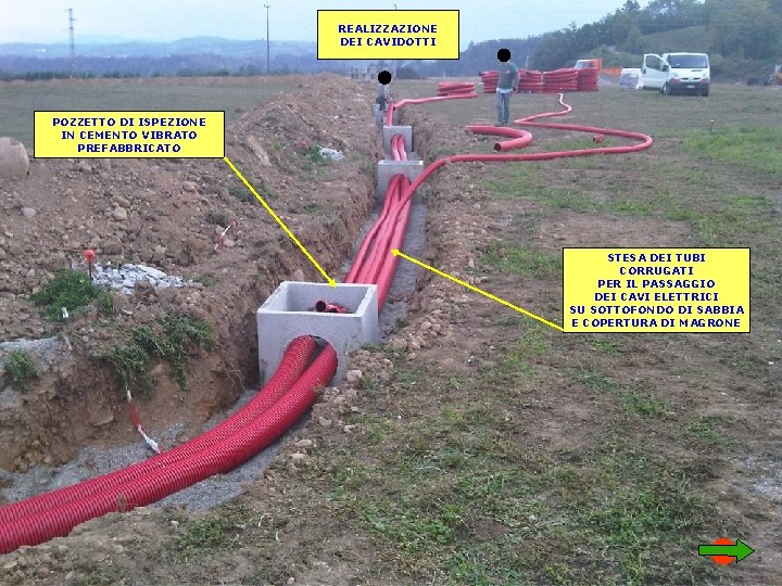 REALIZZAZIONE DEI CAVIDOTTI POZZETTO DI ISPEZIONE IN CEMENTO VIBRATO PREFABBRICATO STESA DEI TUBI CORRUGATI