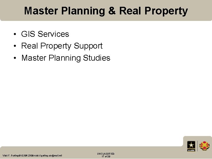 Master Planning & Real Property • GIS Services • Real Property Support • Master