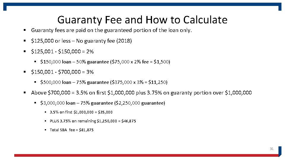 Guaranty Fee and How to Calculate § Guaranty fees are paid on the guaranteed
