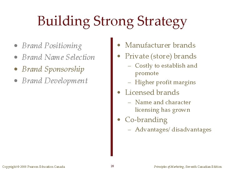 Building Strong Strategy • • • Manufacturer brands • Private (store) brands Brand Positioning