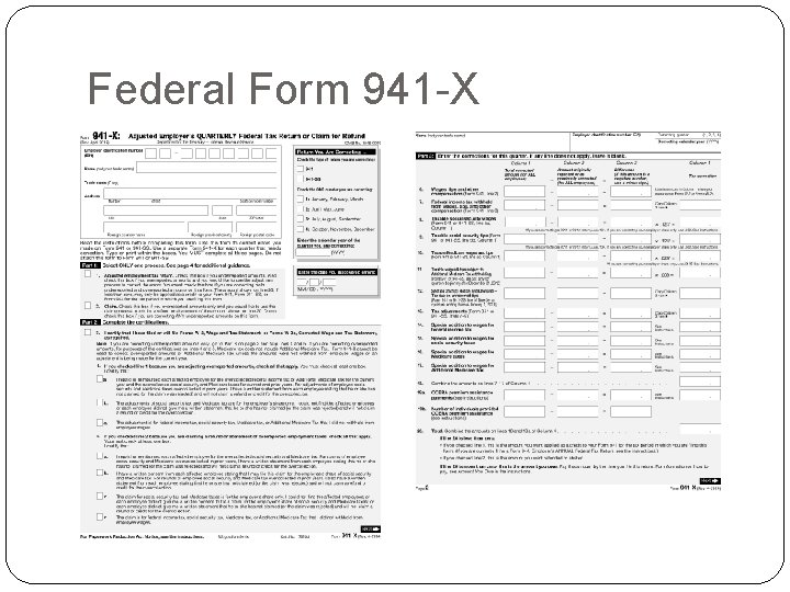 Federal Form 941 -X 