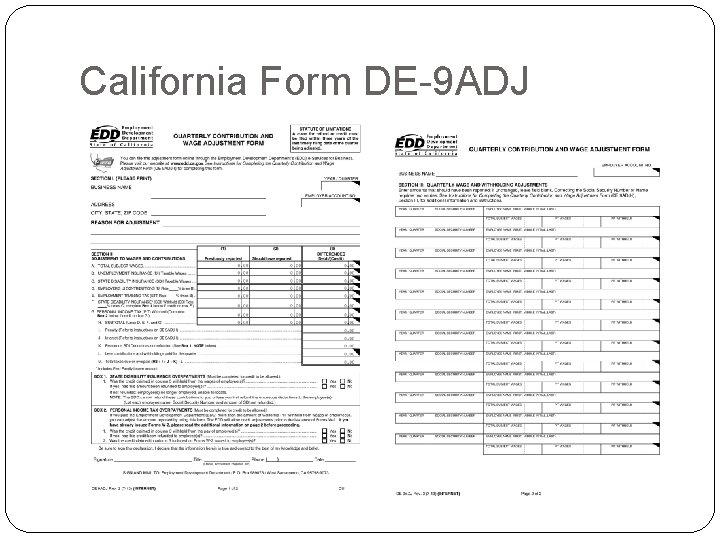 California Form DE-9 ADJ 