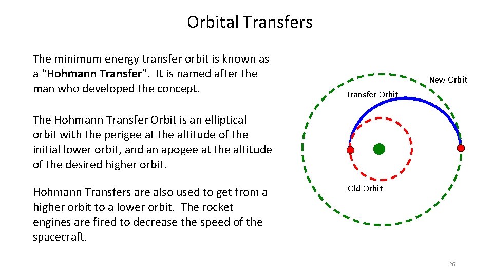Orbital Transfers The minimum energy transfer orbit is known as a “Hohmann Transfer”. It