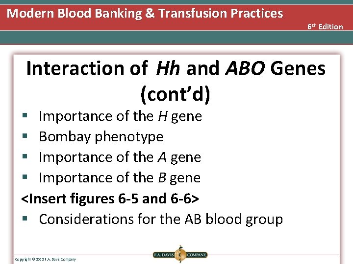 Modern Blood Banking & Transfusion Practices 6 th Edition Interaction of Hh and ABO