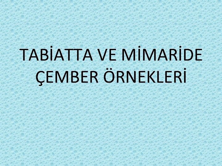 TABİATTA VE MİMARİDE ÇEMBER ÖRNEKLERİ TABİATTA VE MİMARİDE ÇEMBER ÖRNEKLERİ
